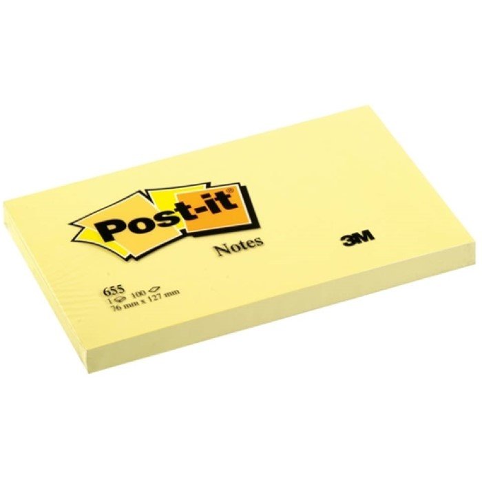 3M - 3M Post-It Yapışkanlı Not Kağıdı Sarı 76X127Mm 655