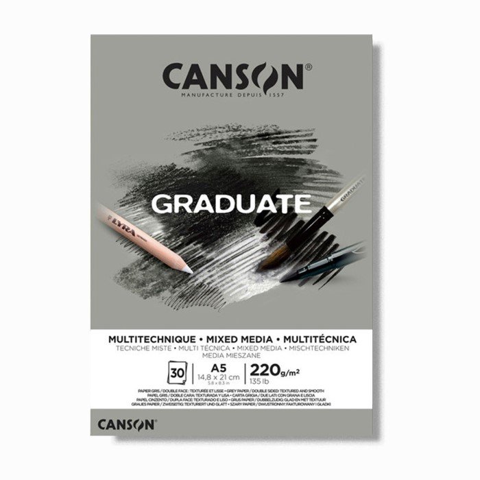 Canson - Canson Pad Cangrad Mix Media Grey 220Gr A5 30 Sayfa