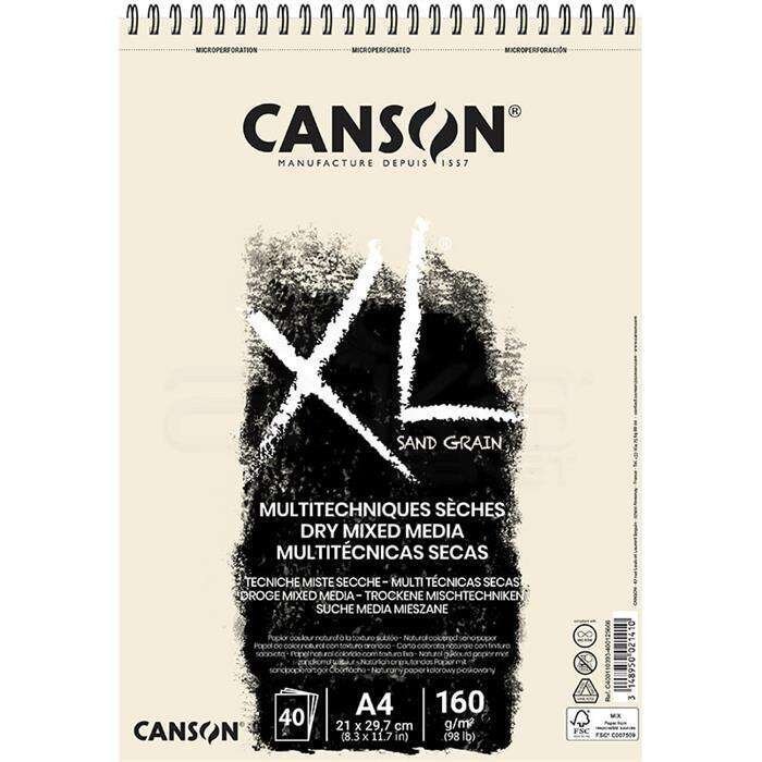 Canson - Canson XL Kum Tanecikli Doğal Renkli Çizim Defteri A4 160 g 40 Yaprak