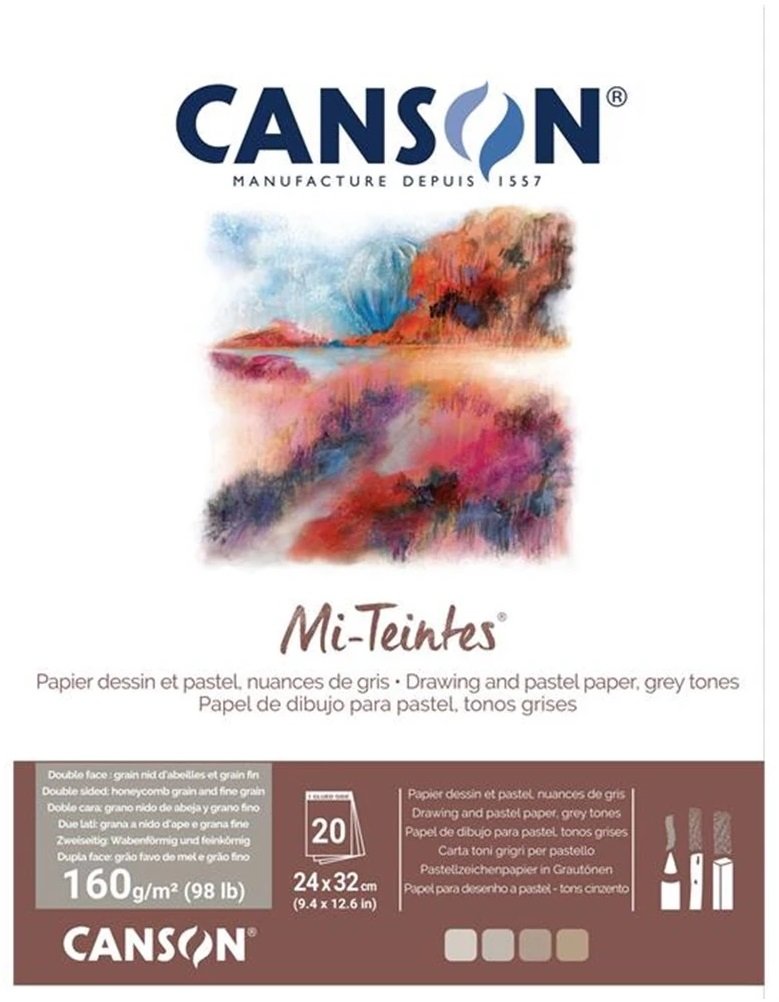 Canson - Canson Mi-Teintes Pastel Defteri 160 gr 24x32 cm 20 Sayfa Gri Tonları