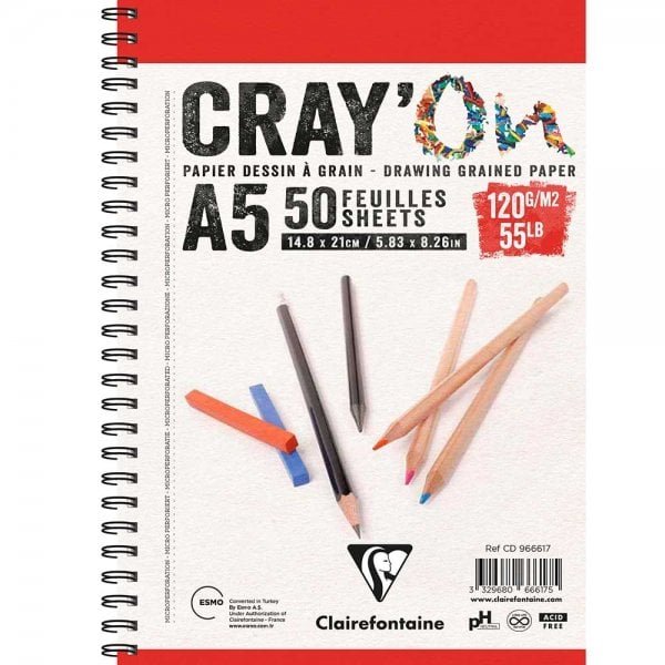 Clairefontaine - Clairefontaine Cray-On Çizim Defteri A5 120gr 50 Yaprak