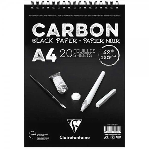 Clairefontaine - Clairefontaine Carbon Siyah Çizim Defteri A4 120gr 20 Yaprak