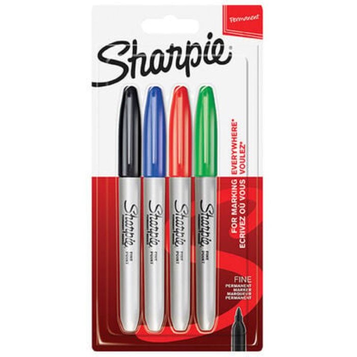 Sharpie - Sharpie Fine Permanent Markör Standart Renk 4'Lü Set