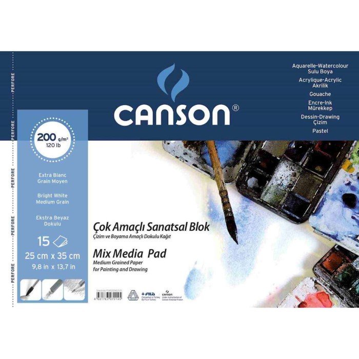 Canson - Canson Fineface Çok Amaçlı Resim Defteri 200gr 25X35cm 15 Yaprak