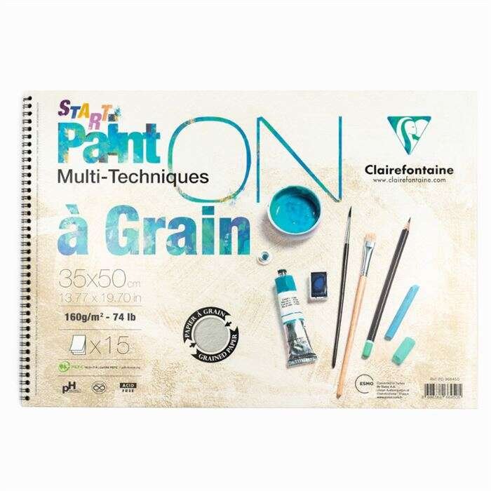 Clairefontaine - Clairefontaine Paint-On A Grain Multi Teknik Çizim Defteri 160gr 35X50cm 15 Yaprak