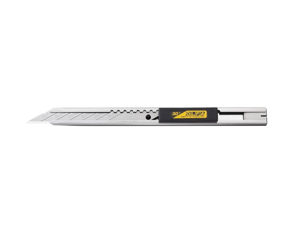 Olfa - Olfa SAC-1 Paslanmaz Çelik 30 Derece Açılı Özel Grafik Dar Maket Bıçağı